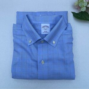 Brooks Brothers Light Blue Plaid Dress Shirt men’s size 16.5